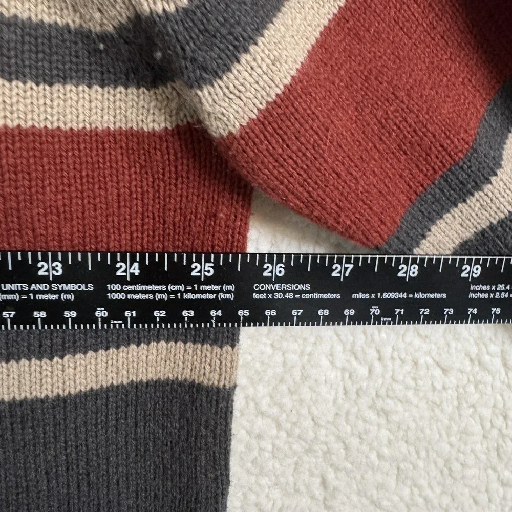 Columbia Sweater Mens 2XL Gray Red Half Zip Pullover Striped‎ Cotton Wool Knit